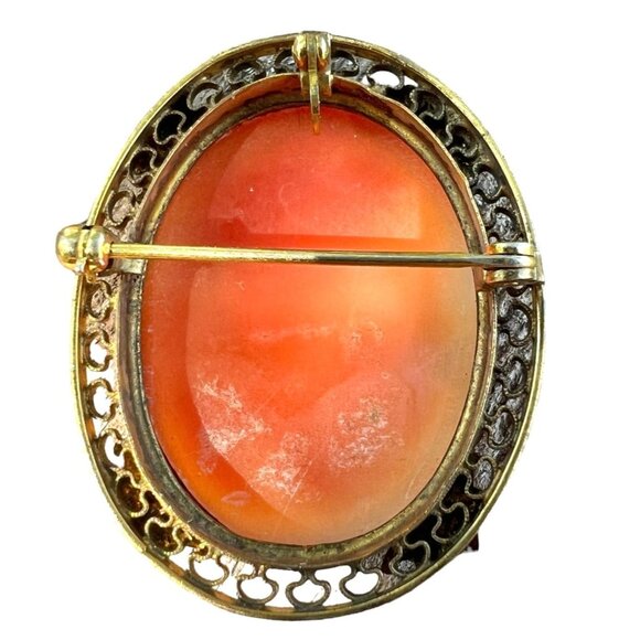 Antique Victorian Cameo Brooch/Pendant Carved Shell Bowed Large - Picture 5 of 14